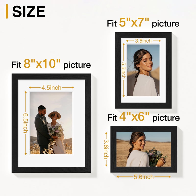 Vittanly 15 Pack Picture Frames Collage Wall Decor for Mounting or Tabletop Display, Gallery Frame Set for Family, Multi Sizes Including 3pcs 8x10, 6pcs 5x7, 6pcs 4x6, Black, Brown and Grey - Image 5